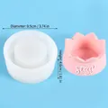 White silicone mold for DIY resin crafts shown with pink crown sample and precise dimensions - Pointed Flower Pot Style (50-2644) / White