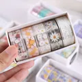 Decorative floral transparent PET washi tape set in a white gift box for DIY scrapbooking - Flower Language Series / 5 Rolls / Midsummer Daisy