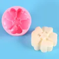 Pink flower-shaped silicone mold and cream soap sample for DIY wax or resin crafts - 50-2658 / Pink