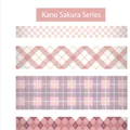 Pink and purple plaid washi tape set for creative DIY scrapbooking and handbook decoration - 6 Rolls Set / 02 Cherry Blossom