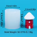 Silicone mold for DIY European snow house candle showing product dimensions and mold size. - European House Style (50-3770-D) / 3.6cmx3.6cmx4.3cm