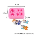 Silicone baby fondant mold for cake decorating with dimensions and finished examples - Triple Babies Style (50-1027-A)