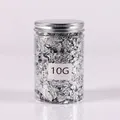 Silver metallic foil flakes for DIY resin crafts and jewelry making, 10g jar packaging - 10g Silver Foil D157203