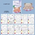 10-page children's watercolor painting book with built-in paint and animal designs - A Happy Day / 10-Page Pack