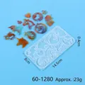 Detailed view of unicorn silicone resin mold with size markings and finished pendants - Unicorn Style (60-1280)