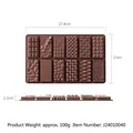 Moule en silicone rectangulaire à 12 cavités pour chocolat, dimensions 27,4 x 17 cm - 12-Cavity Multi-Texture Mix Style (J2401040-A) / Café