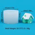 Detail view with measurements for Christmas snow house silicone candle mold and DIY resin craft - Christmas Cabin Style (50-3771-D) / 4.5cmx4.5cmx3.5cm