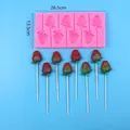 Detailed view of strawberry lollipop silicone mold with size and weight info - Strawberry Style (50-3222-A)