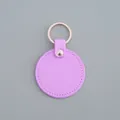 Porte-clés rond en cuir violet avec anneau en métal or rose pour clés de voiture - Rond / Rond Rose