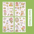 Süßes Sternzeichen Krebs Aufkleber Set mit 4 Bögen für DIY Scrapbooking und Planer Gestaltung - Krebs / 4 Stück