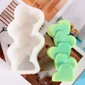 White DIY silicone mold featuring five connected hearts for soap wax and candle making - Heart (50-2630) / White