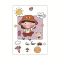 Cute cartoon character PVC waterproof stickers for luggage and laptops with girl and rabbit - Boys in Animal Hats
