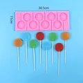 Detailed view of DIY 8-hole round lollipop silicone mold with size and weight info - Round Style (50-3221-A)