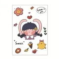 Cute cartoon PVC waterproof stickers featuring girl and animal illustrations for suitcases - Heart Girl