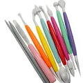 Set di 10 strumenti colorati per modellazione e scultura di torte in fondente e dolci - Gruppo di Strumenti di Modellazione Multicolore (01012) / 10 Pezzi