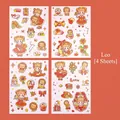 Süßes Löwe-Sternzeichen-Sticker-Set mit Mädchen und Löwen Illustrationen für DIY-Journale - Löwe / 4 Stück