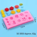 Detail of flower pattern silicone mold showing 13cm x 5.8cm dimensions and weight - Multi-Flower Mold (50-3005-A)