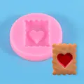 Pink heart biscuit shaped silicone mold for fondant cake chocolate and epoxy resin crafts - Heart Biscuit Style (50-1994) / Pink