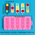 Detailed view of traffic light lollipop silicone mold including precise size measurements - Traffic Light Style (50-3607-A)