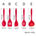 5pcs red silicone kitchen utensil set with dimensions, heat resistant spatula and spoon kit - Silicone Utensil 5-Piece Set / Five-Piece Set / Red