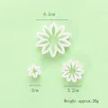 Set van 3 witte plastic bloemvormige koekjesuitstekers voor het bakken van fondant en taarten - Chrysantvorm (3-delige Set) / 01112 (2cm-6.2cm)