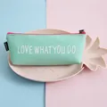 Mint green PU leather pencil case with 'Love What You Do' slogan print - Green