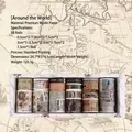 Set of 18 rolls of vintage washi tape featuring world map and antique designs in gift box - 18 Rolls/Box / Around the World