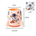 Rocket-shaped desktop storage box with astronaut stickers, pink finish, 10cm height - Rocket Shape Pen Holder / Pink