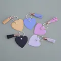 Lot de porte-clés en similicuir en forme de cœur avec glands et anneaux en métal doré - Style pompon / 5 Pièces / Multicolore