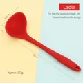 Red silicone soup ladle with streamlined handle and dimensions, 29cm long - Soup Spoon / Red