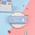 Cute light blue waterproof PU leather pencil case featuring a cartoon cat and letter print - Blue Cat