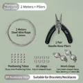 Komplettes DIY-Schmuckset mit Herzverschlüssen, Stahldraht und einer Flachrundzange - Kit mit Zange / 2 Sets / Weißgold
