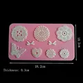 Pink lace and butterfly fondant silicone mold for cake decoration, 18.2x10.2cm size - Pink 04077