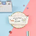 Cute white PU leather cat pencil case with Knowledge is Power text - White Cat