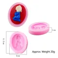 Detailed measurements and views of pink silicone kneeling girl mold for resin crafts - 50-63-A Pink