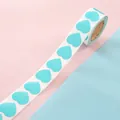Cyan heart-shaped waterproof decorative sticker roll for gift sealing and labeling - Cyan Heart Style / 500 Sheets/Roll