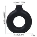 Minimalist matte black donut-shaped decorative vase for home interior with size dimensions - L / Black