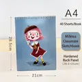 A4 cartoon sketchbook featuring 40 sheets and a hardened backboard, 28.5x21cm size - A4 / Milk Tea Girl