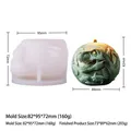 Detail view of 3D dinosaur embossed candle silicone mold with product dimensions and weight - Relief Tyrannosaurus Ball Style (JZB-0220)