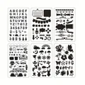 6er-Set kreative hohle DIY Malvorlagen mit Alphabet, Zahlen und verschiedenen Motiven - Dialogfelder (6 Blätter/Packung)