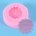 Stampo in silicone rosa per biscotti con testo COOKIES per decorazione torte pasta zucchero - Biscotto Rotondo Iscritto (50-1997) / Rosa