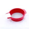 Red plastic flour sifter with stainless steel fine mesh for baking and oil straining - 82081