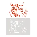 Detailed view of reusable tiger head stencil for graffiti and its spray painting effect - Tiger Style (75014) / 18x26cm