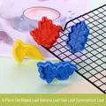 Set of 4 assorted leaf-shaped plastic cookie molds for DIY baking and fondant craft - Leaf Style (03102) / 4-Piece Set (Leaf Shapes)