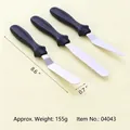 Set of 3 stainless steel palette knives for cake decorating with black ergonomic handles - Black Plastic Handle (04043) / 3-Piece Boxed Set