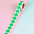 Decorative green heart-shaped sticker roll for gift packaging, labeling and sealing - Dark Green Heart Style / 500 Sheets/Roll