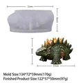 Detailed dimensions for dinosaur candle silicone mold and embossed finished craft - Ankylosaurus Style (JZB-0221)