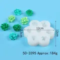 Multi-cavity white silicone succulent flower mold for DIY candles and chocolates - 7-Hole Succulent (50-3395) / White