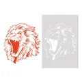 Detailed view of the lion head stencil and its vibrant red spray painting effect. - Lion Style (75015) / 18x26cm