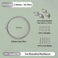 DIY Schmuckzubehör-Set mit 0.4mm Stahldraht, Herzverschlüssen und Quetschperlen zum Fädeln - Kit ohne Zange / 2 Sets / Weißgold